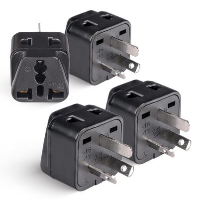 OREI Australia, New Zealand, China Power Plug Adapter 2-in-1 AU Travel Adapter with Universal Socket & USA Outlet Type I 4 Pack