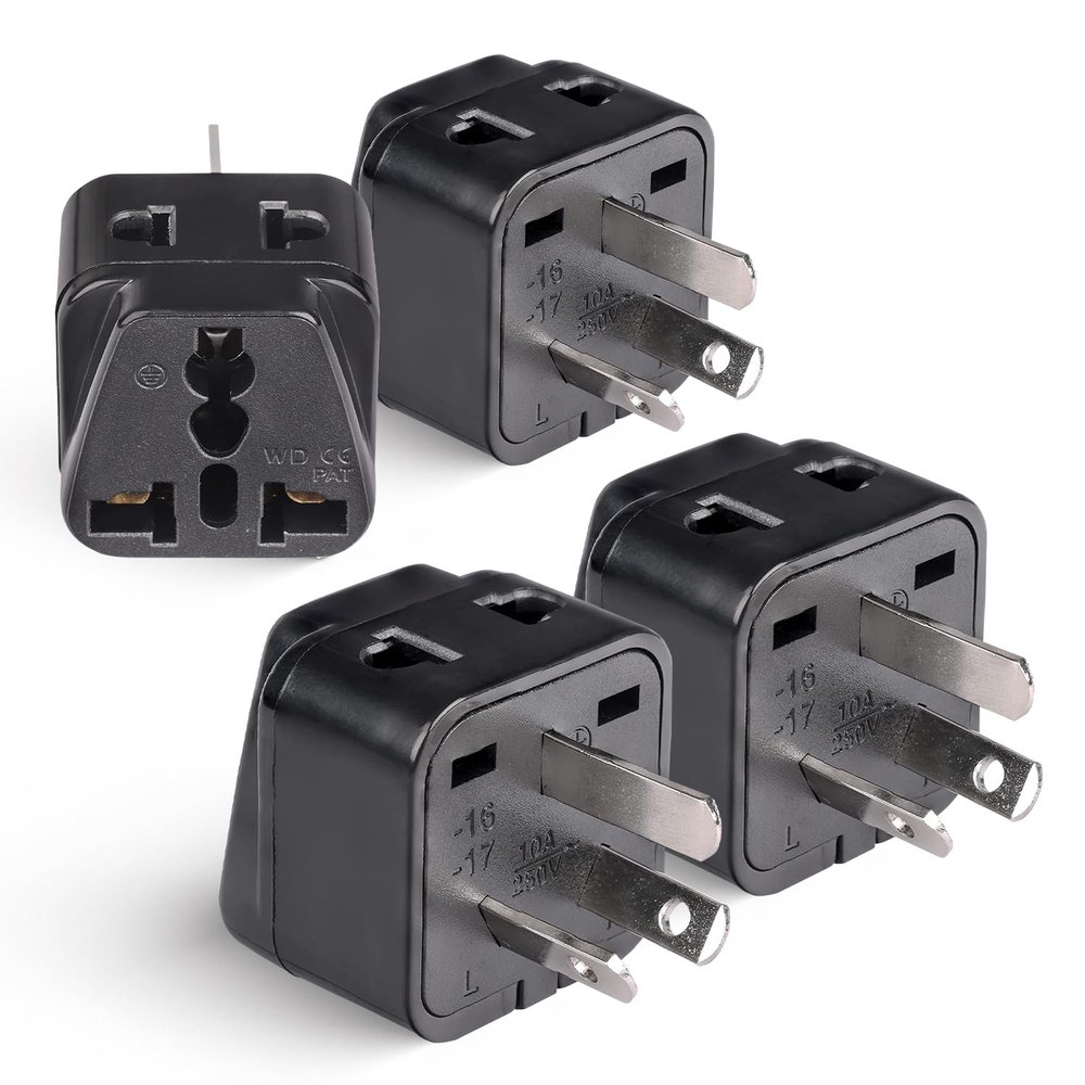 OREI Australia, New Zealand, China Power Plug Adapter 2-in-1 AU Travel Adapter with Universal Socket & USA Outlet Type I 4 Pack