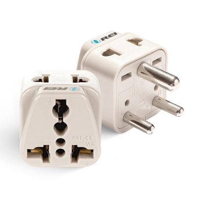 OREI World (USA, UK, China & More) to India (Type D) Travel Adapter Plug - 2 in 1 - CE Certified - RoHS Compliant - 2 Pack - White Color (DB-10-2PK)