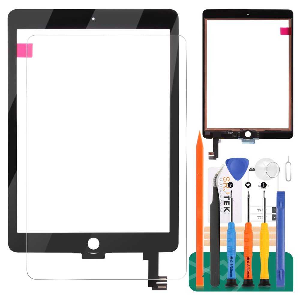 for iPad Air 2 Touch Screen Replacement for iPad Air 2nd Gen 9.7 Screen Replacement A1566 Digitizer Sensor A1567 Touch Digitizer Panel Glass No Home Button Repair Parts Black (Without LCD)