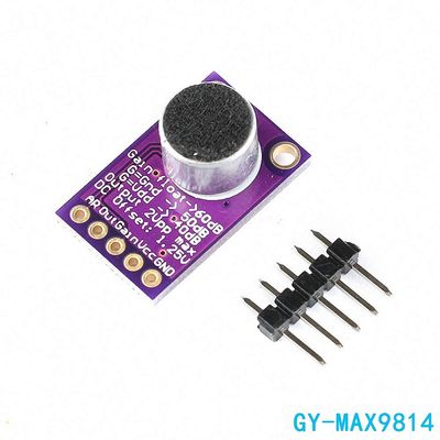 MAX9814 Electret Microphone Amplifier Board Module MIC Auto Gain Max 40dB/50dB/60dB Frequency 2.7V-5.5V with Pins for Arduino