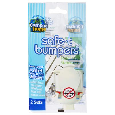 Compac Home 11220 Toilet Seat Stabilizers Safe T Bumpers, Lock Place, Keeps Children, Elderly, Disabled Safe from Slipping Off Shaking, Moving or Wobbly Toilet Seat (2 Sets), 1 Count (Pack of 2)