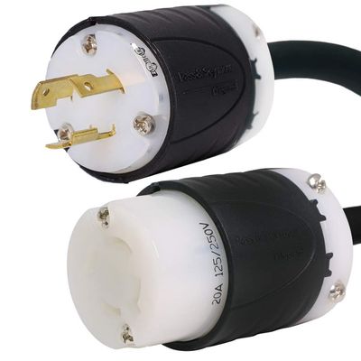 NEMA L6-20P to L14-20R Plug Adapter - 100 Foot, 20A/250V, 10 AWG - Iron Box # IBX-5172-100 (100 ft)