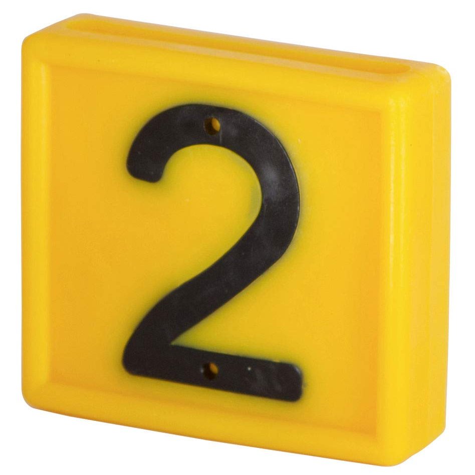 Kerbl 208482 No. 2 Number Keypad Standard to Slip In, 1 Digit, 44mm Length, 46mm Width, Yellow, Pack of 10