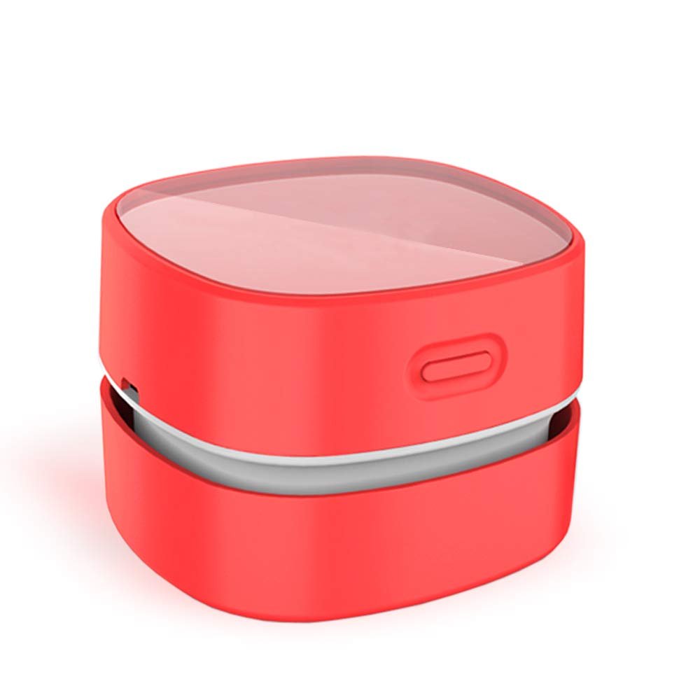 ODISTAR Desktop Vacuum Cleaner,Mini Table dust Sweeper Energy Saving,High Endurance up to 400 mins,Cordless&360 Rotatable for Cleaning Hairs,Crumbs,Computer Keyboard of Kids Gift(Red Charging)