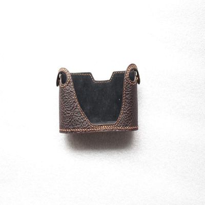 Funper Handmade Genuine Real Leather Half Camera Case Bag Cover for Pentax ME Super Dark Brown