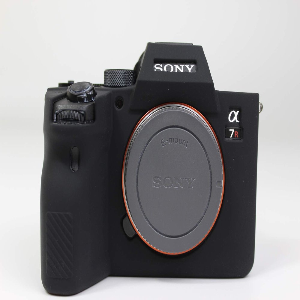A7R IV Case, BolinUS Fullbody Ultra-Thin Lightweight Rubber Soft Silicone Housing Case Bag Cover for Sony Alpha A7R IV (Black)