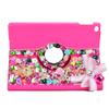 STENES Bling Case Compatible with Samsung Galaxy Tab A 10.1 2019 - Stylish - 3D Handmade Crystal Bows Pompon Pendant Elephant 360 Degree Rotating Case with Smart Cover Auto Sleep/Wake Feature - Rose view 3