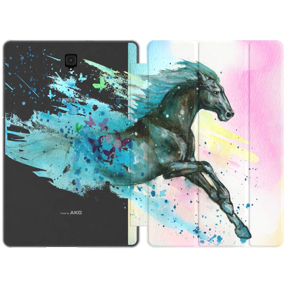 Mertak Case Compatible with Samsung Galaxy Tab S10 Ultra S9+ FE S8 Plus S7 S6 lite S5e S4 S3 A9 A8 A7 A 10.1 8.0 9.7 Watercolor Horse Protective Cover Equestrian Animal Painting Cute Riding Stallion