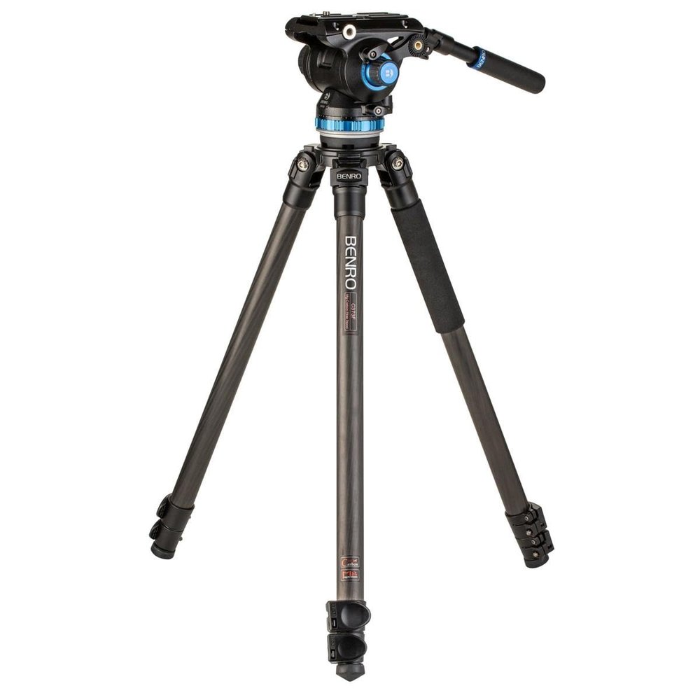 Benro Carbon-Fiber Video Tripod Kit with S8 PRO Fluid Head 75 mm Bowl, 3-Section Legs, 17.6 lb Payload (C373FBS8PRO)