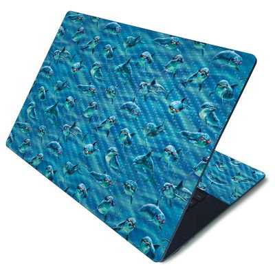 MightySkins Carbon Fiber Skin for Microsoft Surface Laptop 3 15" - Dolphin Gang | Protective, Durable Textured Carbon Fiber Finish | Easy to Apply, Remove, and Change Styles | Made in The USA
