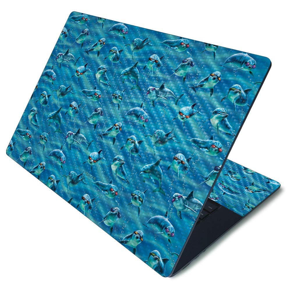 MightySkins Carbon Fiber Skin for Microsoft Surface Laptop 3 15" - Dolphin Gang | Protective, Durable Textured Carbon Fiber Finish | Easy to Apply, Remove, and Change Styles | Made in The USA