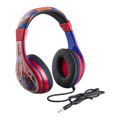 eKids Spiderman Kids Headphones, Adjustable Headband, Stereo Sound, 3.5Mm Jack, Wired Headphones for Kids, Earphones for School, Home or Travel