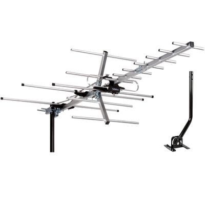 Five Star TV Antenna Indoor/Outdoor Yagi Satellite HD Antenna with up to 200 Mile Range - Attic or Roof Mount TV Antenna, Digital OTA Radio/FM Antenna for 4K 1080P with Mounting Pole