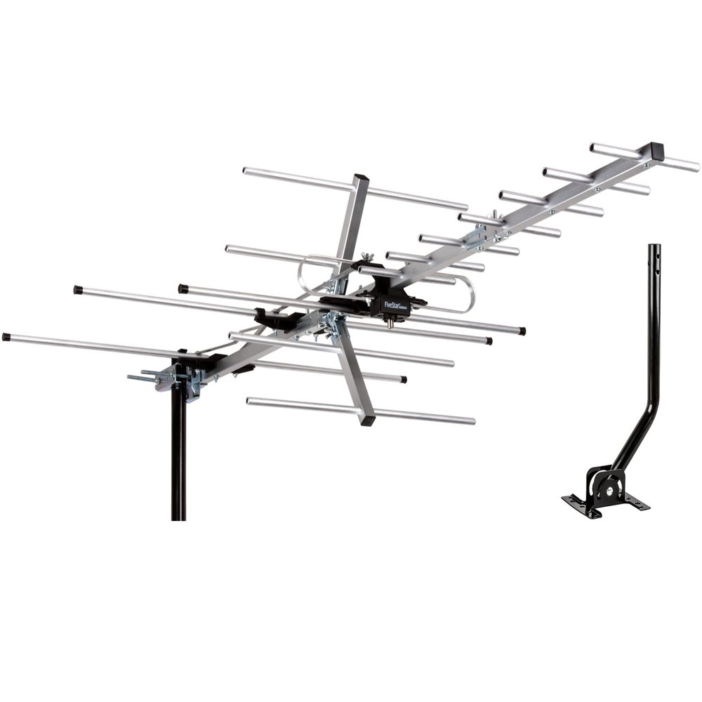Five Star TV Antenna Indoor/Outdoor Yagi Satellite HD Antenna with up to 200 Mile Range - Attic or Roof Mount TV Antenna, Digital OTA Radio/FM Antenna for 4K 1080P with Mounting Pole