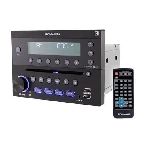 iRV Technology iRV32V2 AM/FM/CD/DVD/MP3/MP4/HDMI in&out w/ ARC/Digital 2.1/Surround Sound/Bluetooth/CEC/NFC,3 Zones Wall Mount RV Radio Stereo w/ APP Control, USB using 5V charging both Android&Apple