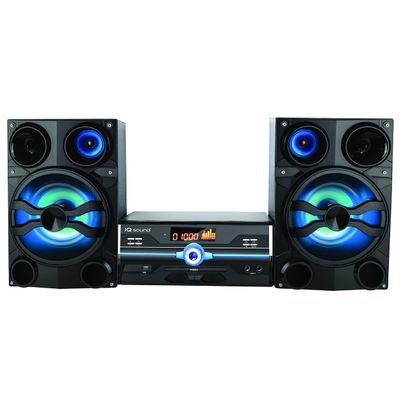 IQ Sound IQ-9000BT Premium 160W Hi-Fi Audio System with Bluetooth, DVD/CD/MP3/WMA Compatible, USB, FM Radio, LED Display, Speaker Lights, Remote Control, 2 Microphone Inputs, AV Output, AUX Input