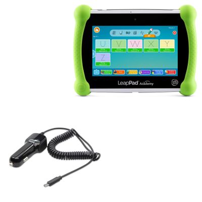 BoxWave Car Charger Compatible with Leapfrog LeapPad Academy - Car Charger Plus, with Extra USB Port and Integrated Built-in Cable - Black