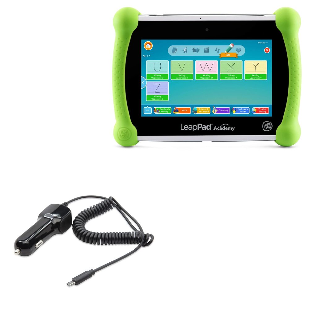 BoxWave Car Charger Compatible with Leapfrog LeapPad Academy - Car Charger Plus, with Extra USB Port and Integrated Built-in Cable - Black