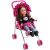 Baby Doll Strollers for Toddlers 3 Years and up, Foldable Toy Stroller for Dolls with Storage Basket & Adjustable Canopy - Pink & Black Polka Dots view 1