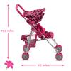 Baby Doll Strollers for Toddlers 3 Years and up, Foldable Toy Stroller for Dolls with Storage Basket & Adjustable Canopy - Pink & Black Polka Dots view 3