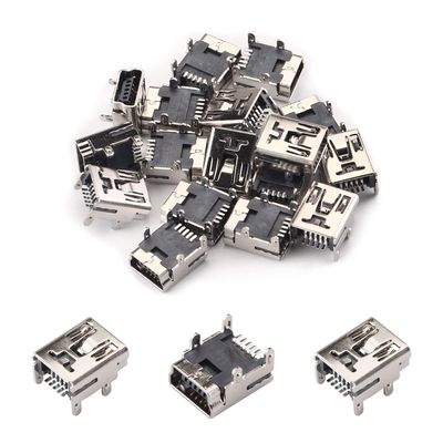 Fielect Mini PCB USB Connector 5P Female Jack 5 Pin 4 Foot Insert Pin Patch 20Pcs
