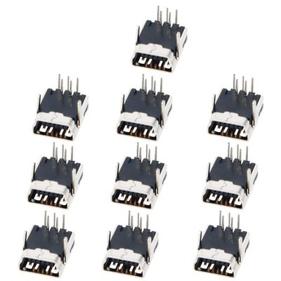 Fielect 10Pcs Mini USB-5P Female Socket Jack Connector 5 Pin 90 Degree Straight Insert PCB Connector, Repair Replacement Adapter