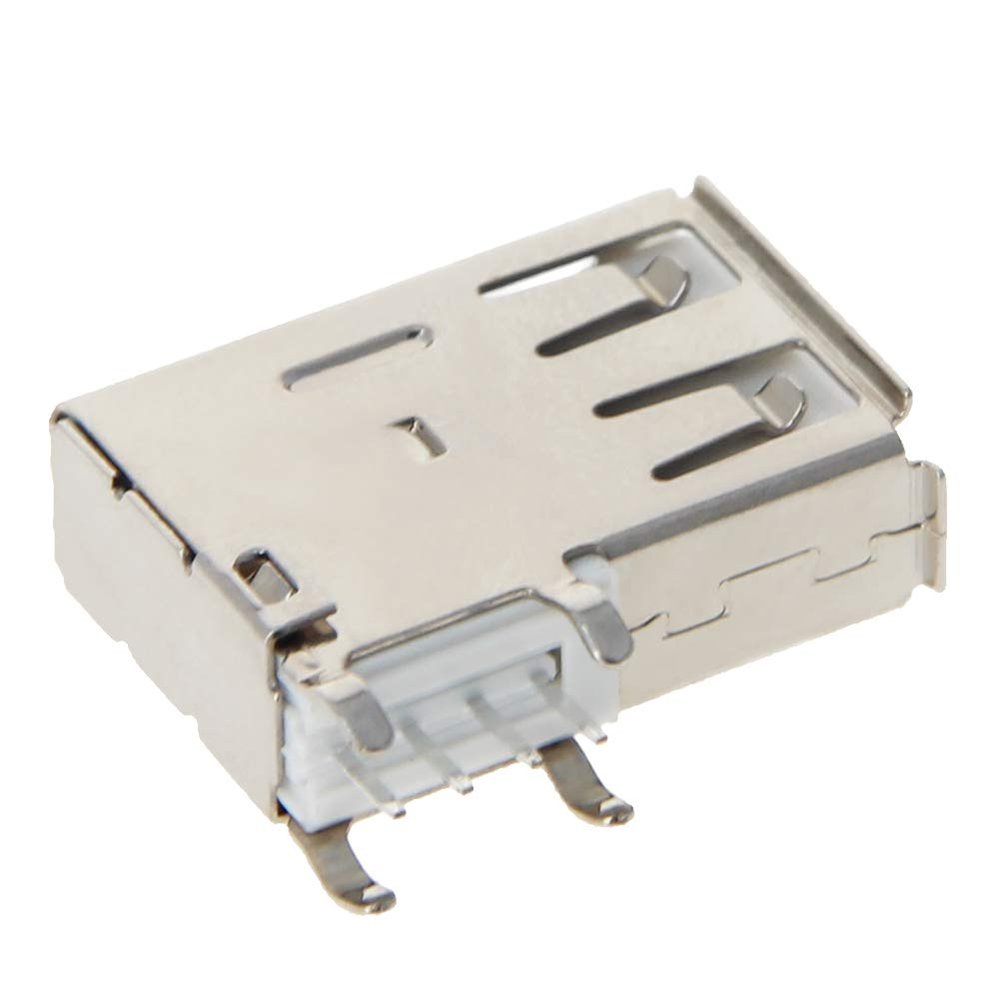 Fielect PCB USB Connector Type A Female Jack 4 Pin Side Insert Long Body Curled Edge 15Pcs