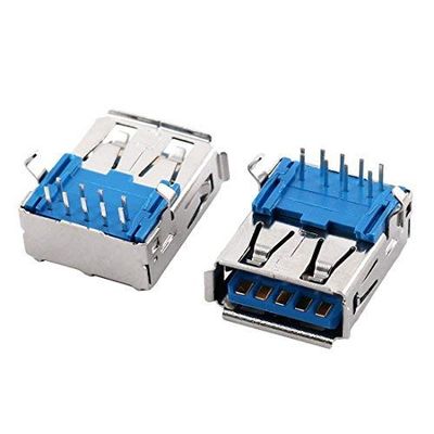 Fielect PCB USB Connector USB 3.0 Type A Female Jack 9 Pin Sinking Plate No-Edge 5Pcs