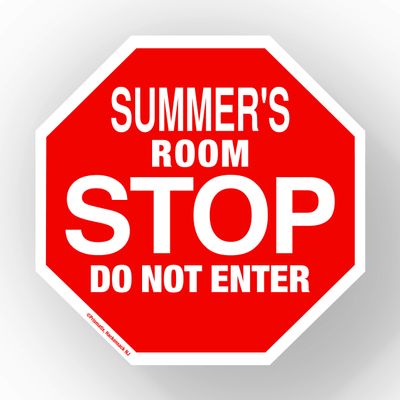 Summer Stop Its My Room Sign - Official Looking 5 1/2" x 5 1/2" Personalized Name Sign - Wall Hanging for Childrens Room Door/Locker/Office (Novelty Decals, Street Signs)