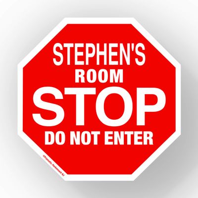 Stephen Stop Its My Room Sign - Official Looking 5 1/2" x 5 1/2" Personalized Name Sign - Wall Hanging for Childrens Room Door/Locker/Office (Novelty Decals, Street Signs)