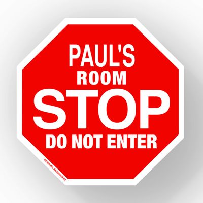 Paul Stop Its My Room Sign - Official Looking 5 1/2" x 5 1/2" Personalized Name Sign - Wall Hanging for Childrens Room Door/Locker/Office (Novelty Decals, Street Signs)