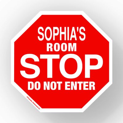 Sophia Stop Its My Room Sign - Official Looking 5 1/2" x 5 1/2" Personalized Name Sign - Wall Hanging for Childrens Room Door/Locker/Office (Novelty Decals, Street Signs)