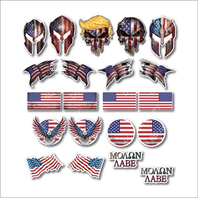 21 Pack Hard Hat Patriotic American USA Flag Decal Sticker Combo Variety Pack 3M Vinyl Peel and Stick Signs
