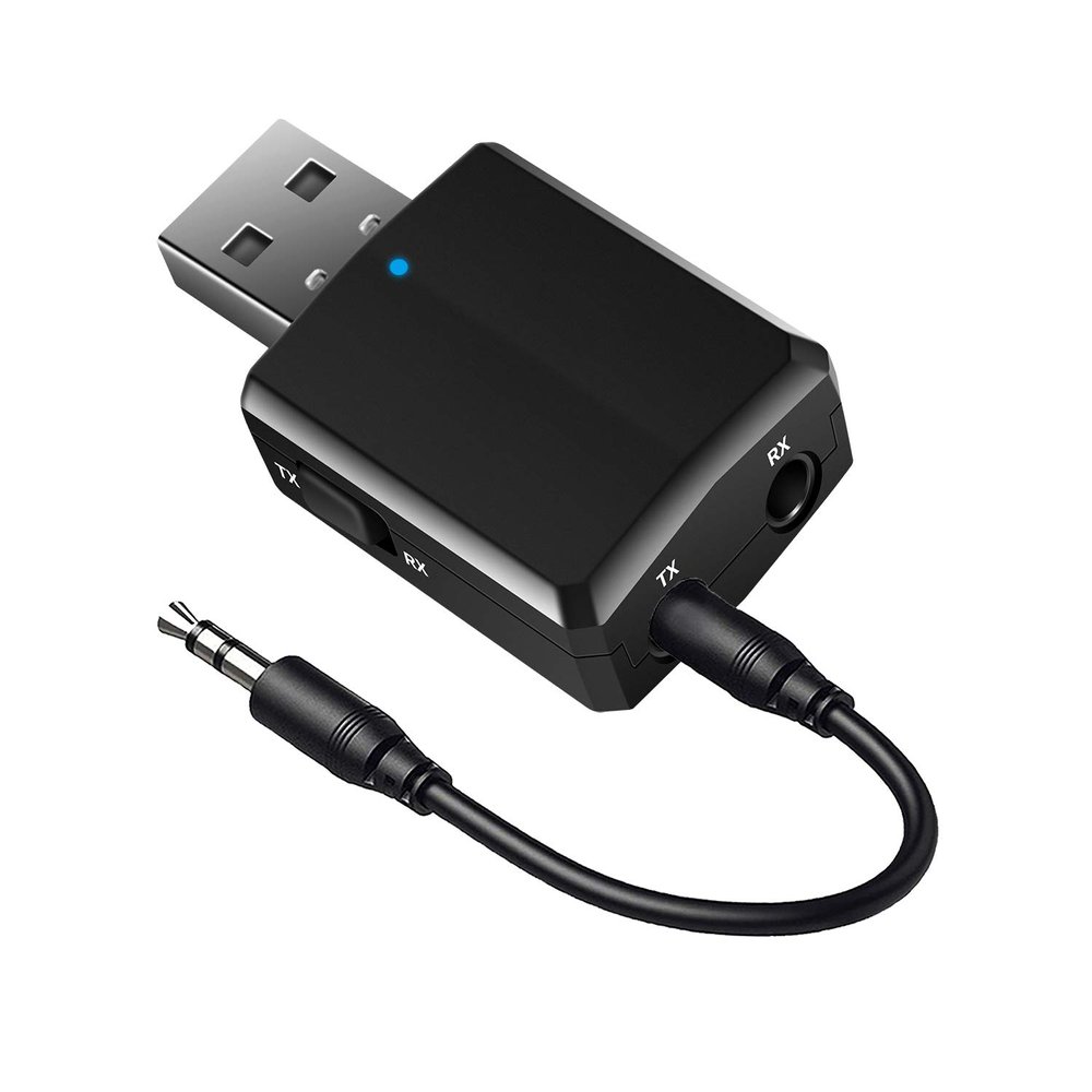 ISOBEL USB Bluetooth Audio Transmitter Receiver, 3 in 1 HiFi Wireless Audio Adapter, Bluetooth 5.0 EDR Adapter with 3.5mm AUX for Car TV Headphones PC Home Stereo, USB Power Supply, Plug and Play