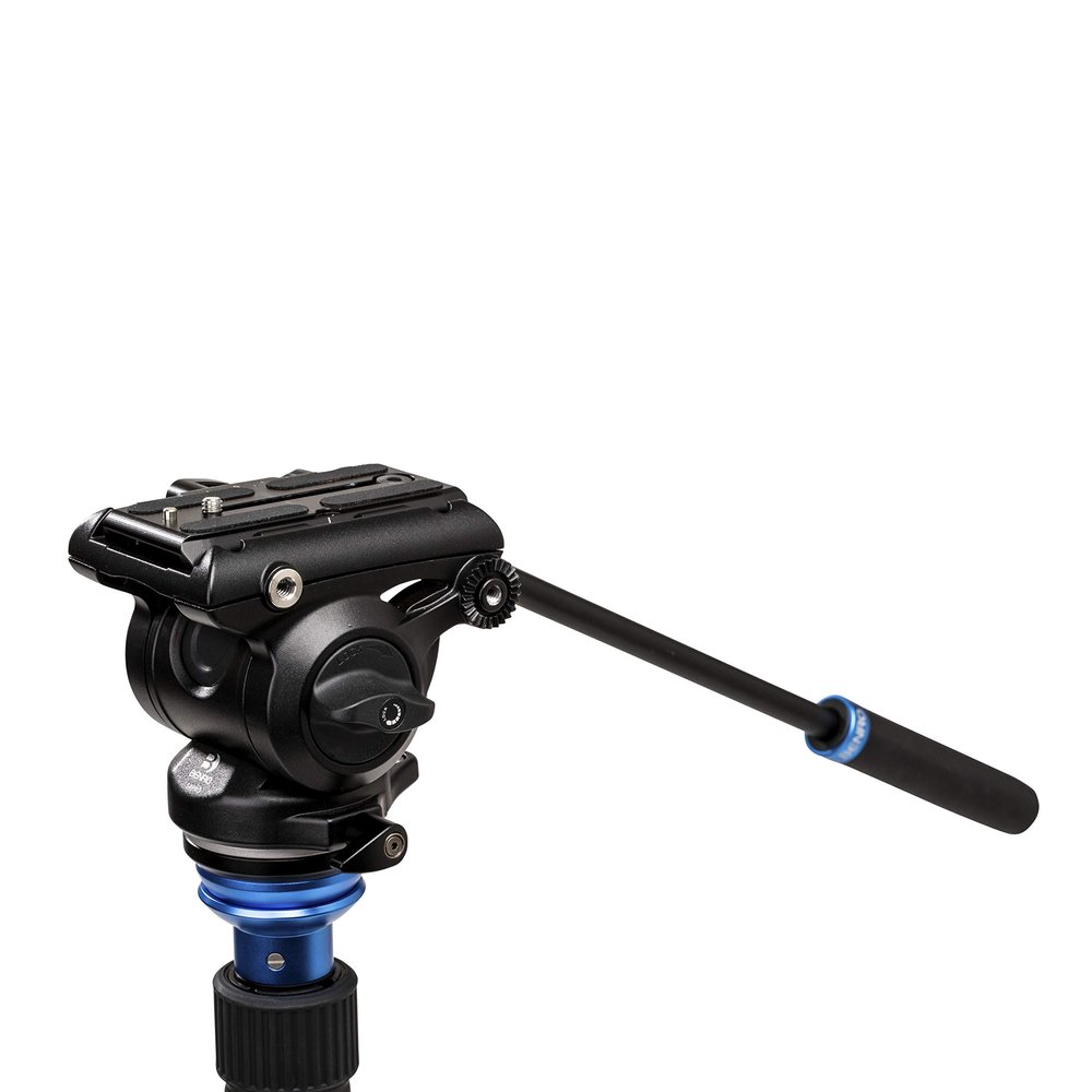 Benro S4 PRO Flat Base Fluid Video Head, 8.8 lb. Max, 2 Step Counterbalance (1&2), 1/4"-20 Accessory Mounts, 3/8"-16 Head Mount, w/Pan Arm- Black (S4PRO)