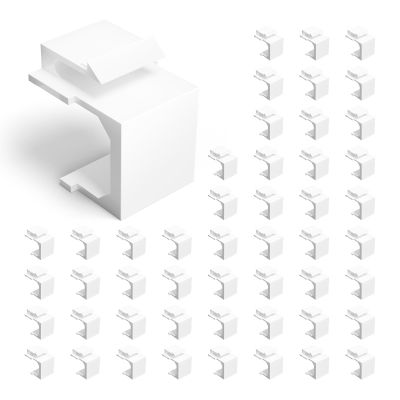 VCE 50-Pack Blank Keystone Jack Inserts (UL Listed) for Keystone Wall Plate and Patch Panel - White
