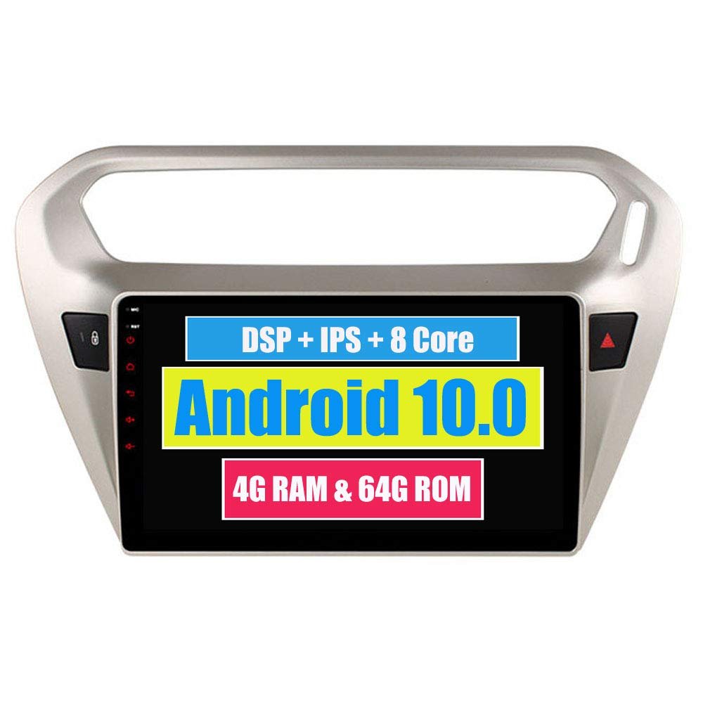 RoverOne Android Car Stereo Bluetooth Radio Multimedia Head Unit GPS Navigation for Peugeot 301 for Citroen Elysee 2014 2015 2016 2017 with DSP MirrorLink