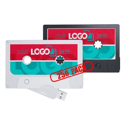 Possibox Custom Cassette Tape USB Flash Drive 8GB Printed with Your Logo - as Campaign Gift Bulk 250 Pack
