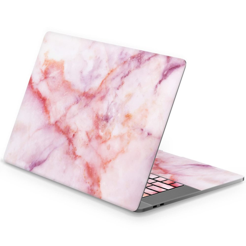 Mertak Vinyl Skin Compatible with MacBook Air 13 M2 M1 2023 2022 Pro 16 inch 15 14 2021 2020 2019 Rose Decal Keyboard Print Pink Cover Sticker Laptop Marble Colored Wrap Stylish Girly Stone