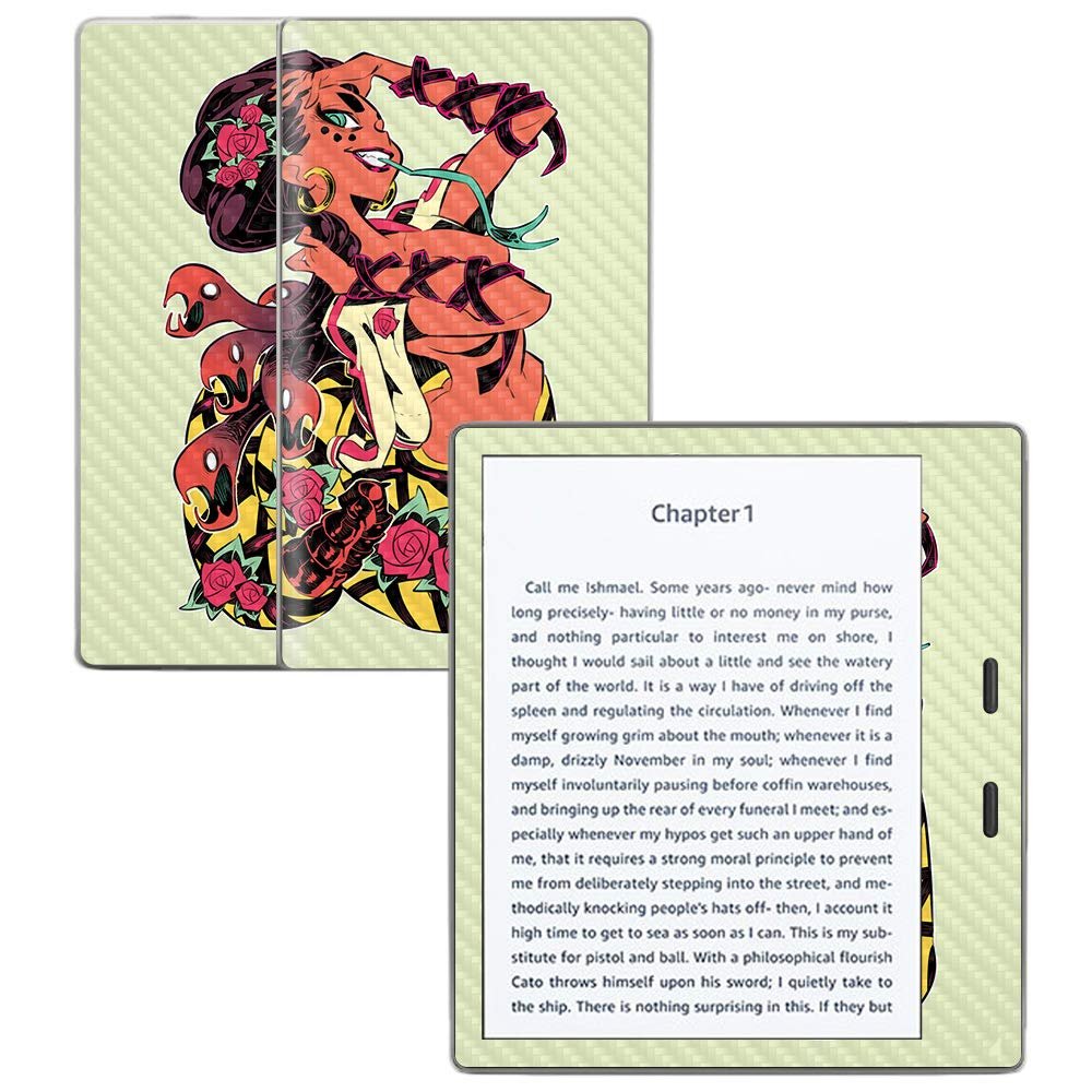 MightySkins Carbon Fiber Skin for Amazon Kindle Oasis 7" (9th Gen) - Naga | Protective, Durable Textured Carbon Fiber Finish | Easy to Apply, Remove, and Change Styles | Made in The USA