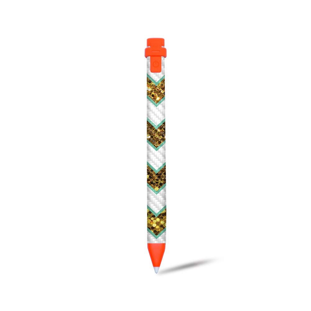 MightySkins Carbon Fiber Skin for Logitech Crayon Digital Pencil iPad (6th gen) - Glitzy Chevron | Protective, Durable Textured Carbon Fiber Finish | Easy to Apply | Made in The USA