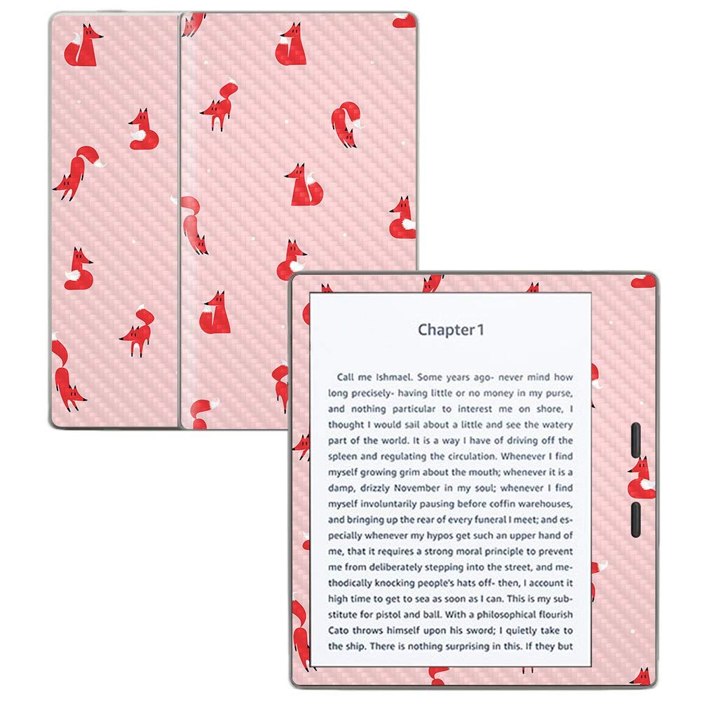 MightySkins Carbon Fiber Skin for Amazon Kindle Oasis 7" (9th Gen) - Winter Fox Pattern | Protective, Durable Textured Carbon Fiber Finish | Easy to Apply, Remove, and Change Styles | Made in The USA