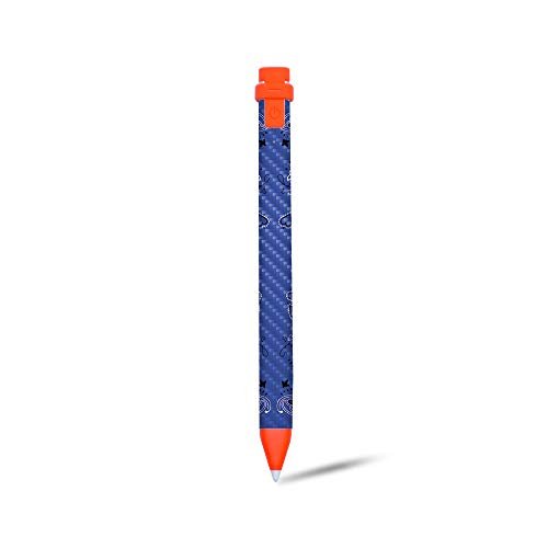 MightySkins Carbon Fiber Skin for Logitech Crayon Digital Pencil iPad (6th gen) - Blue Bandana | Protective, Durable Textured Carbon Fiber Finish | Easy to Apply | Made in The USA, Model: CF-LOGCRP-Blue Bandana