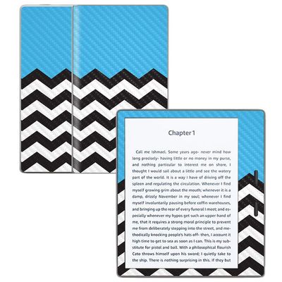 MightySkins Carbon Fiber Skin for Amazon Kindle Oasis 7" (9th Gen) - Baby Blue Chevron | Protective, Durable Textured Carbon Fiber Finish | Easy to Apply, Remove, and Change Styles | Made in The USA