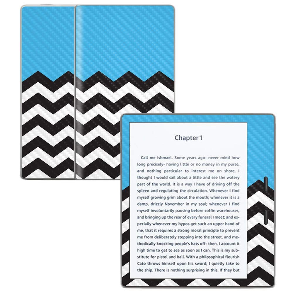 MightySkins Carbon Fiber Skin for Amazon Kindle Oasis 7" (9th Gen) - Baby Blue Chevron | Protective, Durable Textured Carbon Fiber Finish | Easy to Apply, Remove, and Change Styles | Made in The USA