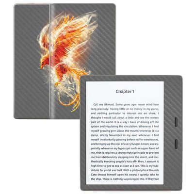 MightySkins Carbon Fiber Skin for Amazon Kindle Oasis 7" (9th Gen) - Phoenix | Protective, Durable Textured Carbon Fiber Finish | Easy to Apply, Remove, and Change Styles | Made in The USA