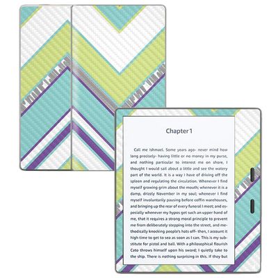 MightySkins Carbon Fiber Skin for Amazon Kindle Oasis 7" (9th Gen) - Pastel Chevron | Protective, Durable Textured Carbon Fiber Finish | Easy to Apply, Remove, and Change Styles | Made in The USA