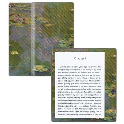 MightySkins Carbon Fiber Skin for Amazon Kindle Oasis 7" (9th Gen) - Water Lilies | Protective, Durable Textured Carbon Fiber Finish | Easy to Apply, Remove, and Change Styles | Made in The USA