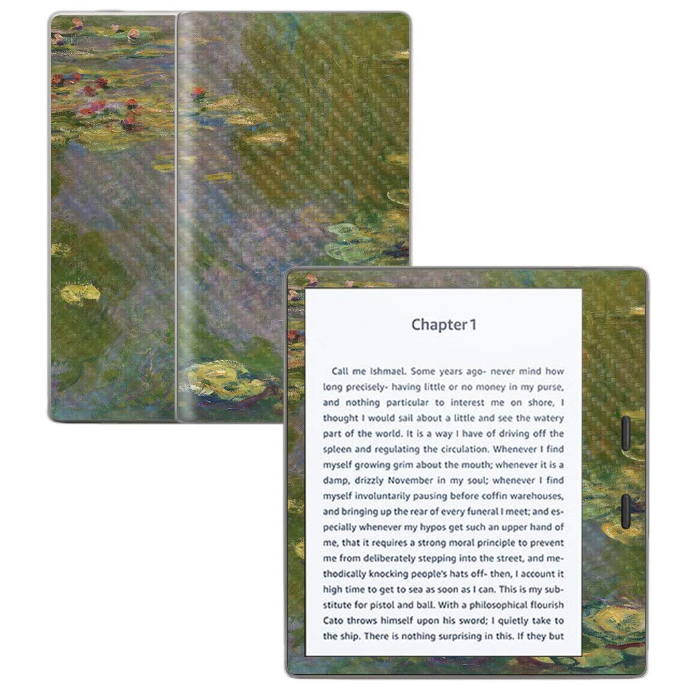 MightySkins Carbon Fiber Skin for Amazon Kindle Oasis 7" (9th Gen) - Water Lilies | Protective, Durable Textured Carbon Fiber Finish | Easy to Apply, Remove, and Change Styles | Made in The USA